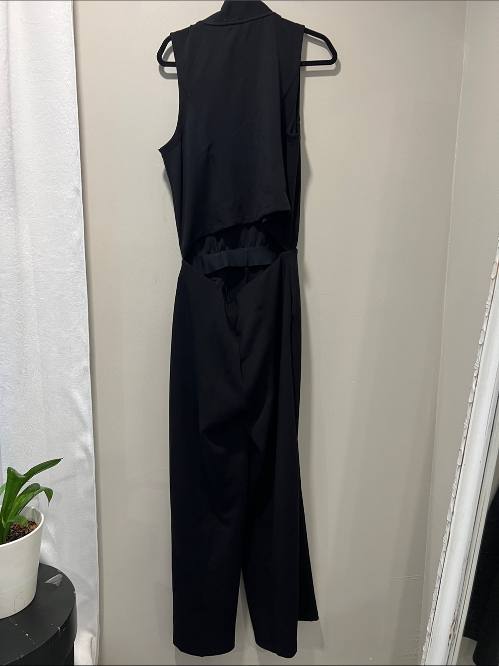 SPANX AirEssentials Draped Jumpsuit Black Sleeveless Wide-Leg Zip-Front - XLarge - Picture 7 of 9